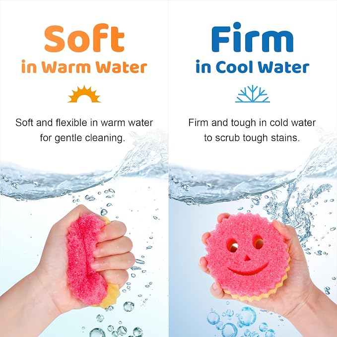 12 Colorful Smile Scrub Sponges, Temperature Controlled Dish Sponge, Double - Image 5