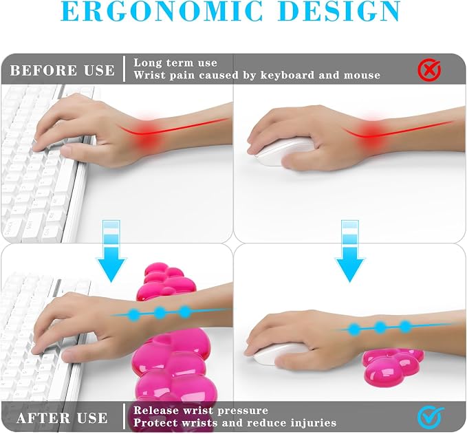 Gel Cloud Keyboard and Mouse Wrist Rest, Cute Wrist Support and Arm Support - Image 2