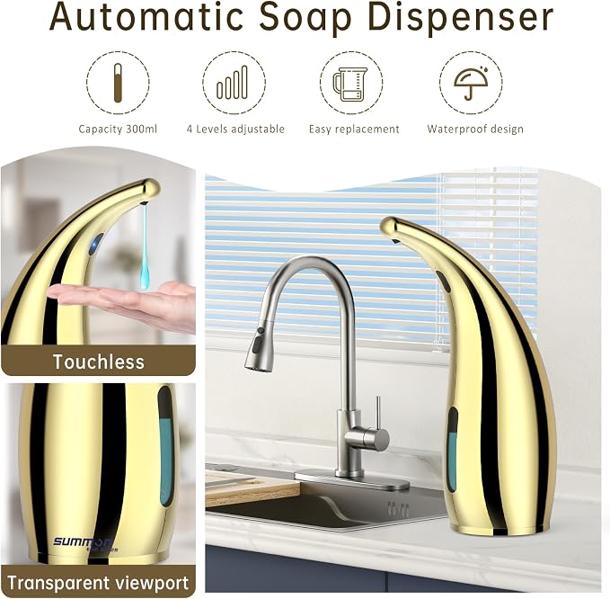 Automatic Liquid Soap Dispenser, 300ML Touchless 4 Gear Adjustable, Countertop - Image 2
