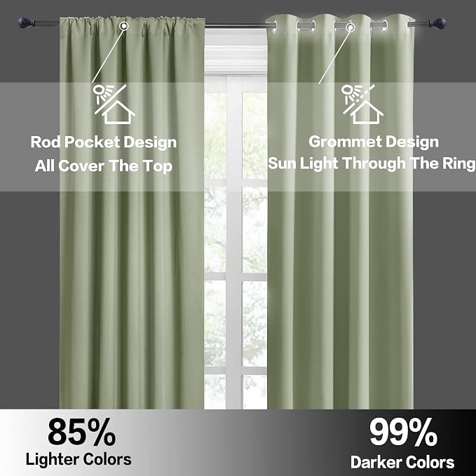RYB HOME 84 inches Green Curtains - Image 6