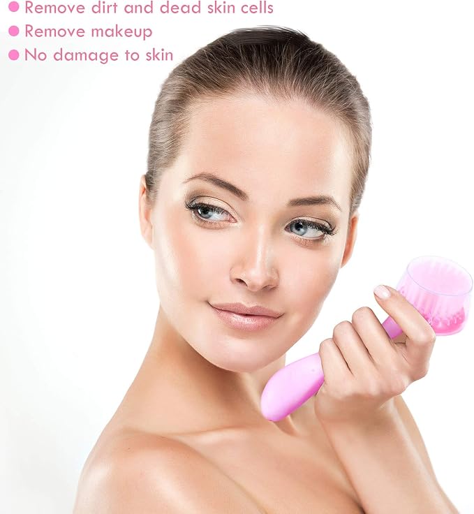 3 Pieces Facial Cleansing Brush Acrylic Handle Face Scrubbers Soft Bristle - Image 5