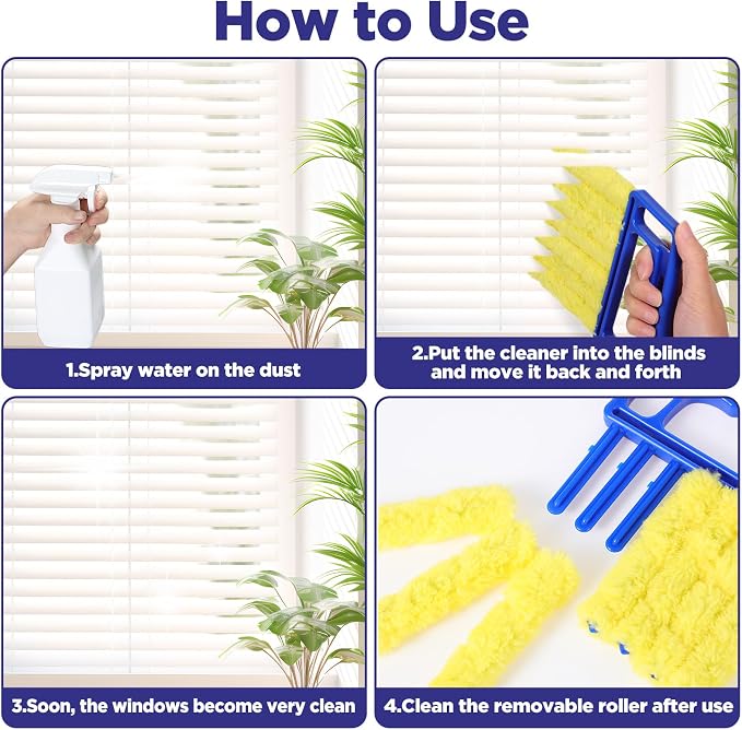 4 Pcs Blind Cleaner Tool 7 Finger Microfiber Window Blind Duster - Image 5