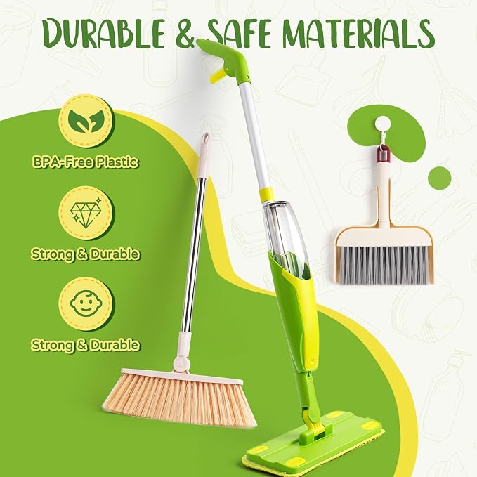Kids Cleaning Toy Set, Mini Spray Mop Montessori Toys Pretend Play Cleaning Tool - Image 5