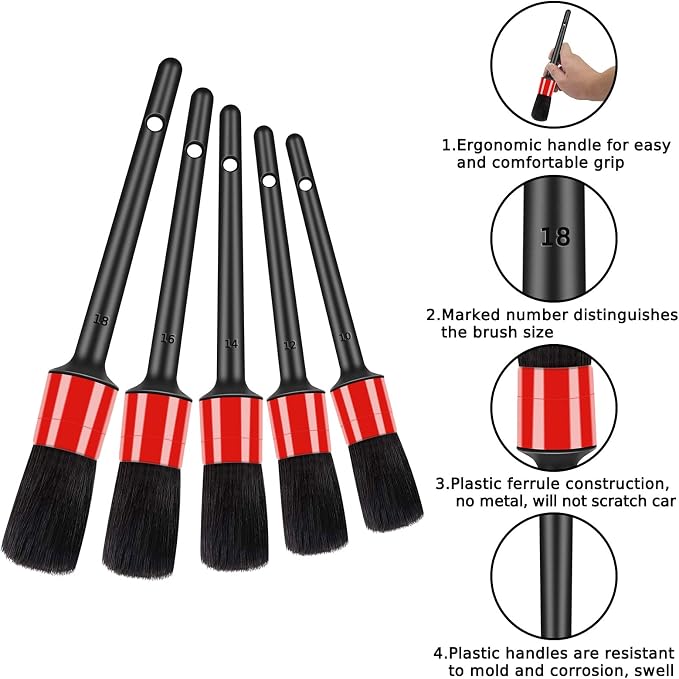10pcs Auto Car Detailing Brush Set Car Interior Cleaning Kit Includes 5 Boar - Image 3