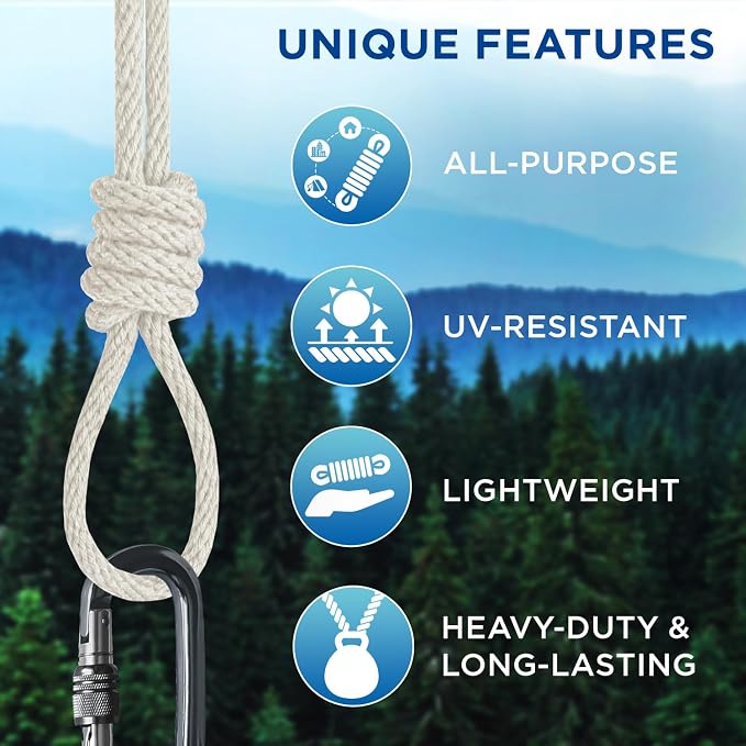 TECEUM 500lb Cotton Rope 3/16” – 100 FT – Strong All-Purpose Braided Rope – - Image 4