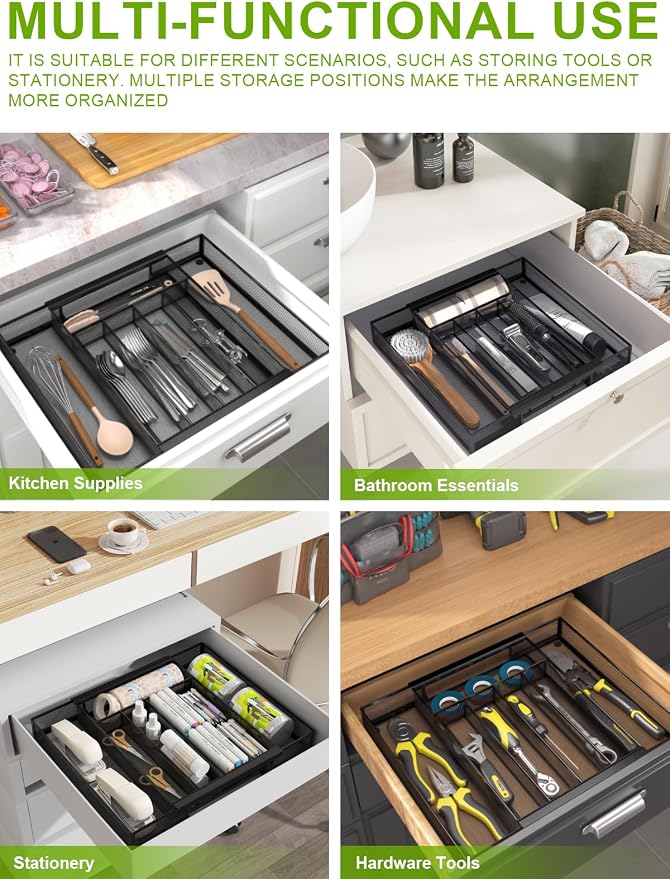 Silverware Organizer Metal Mesh, Drawer Organizer, Utensil Cutlery Tray - Image 6