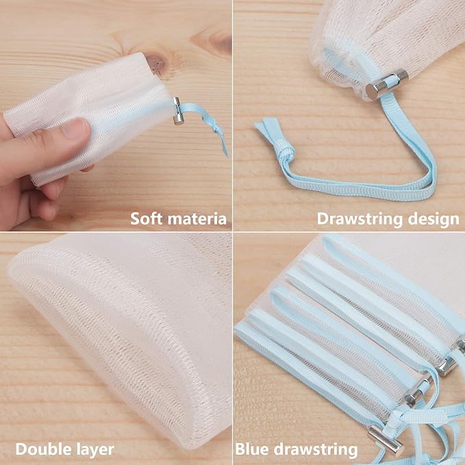 Cobahom 12 Pack Mesh Soap Bag Mesh Foaming Net Soap Sack Bags Soap Saver Pouch - Image 6