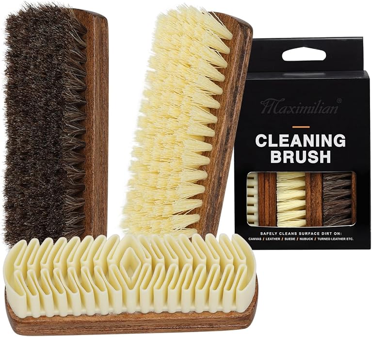 MAXIMILIAN Shoe Shine Brush Kit Horsehair Brushes by MAXIMILIAN