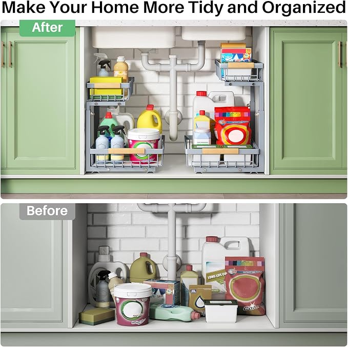 Under Sink Organizer, 2 Packs 2 Tier Under Sink Organizers and Storage - Image 8