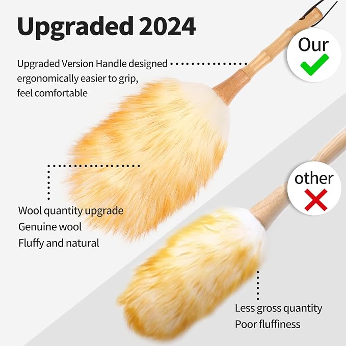 2-Pack Feather Duster Bundle: Ostrich Feather Duster & Lambswool Duster - Image 7