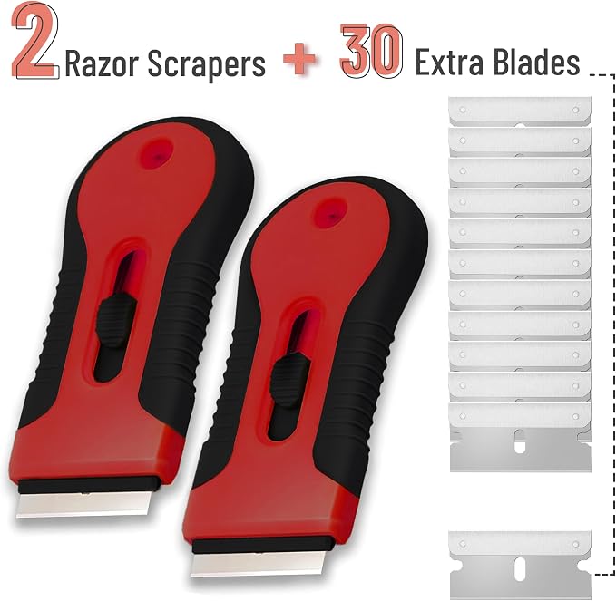 Bates- Razor Blade Scraper Tool, 2 Pack, 30 Extra Stainless Steel Blades - Image 2