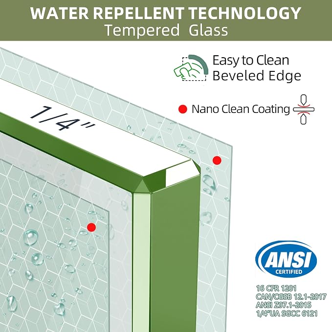 GETPRO Sliding Shower Door 50-54 in. W x 72 in. H Semi-Frameless Bypasss Double - Image 5