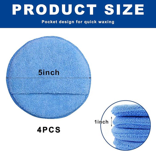 4PCS Microfiber Applicator Pads, 5 Inch Car Wax Foam Applicator - Image 2