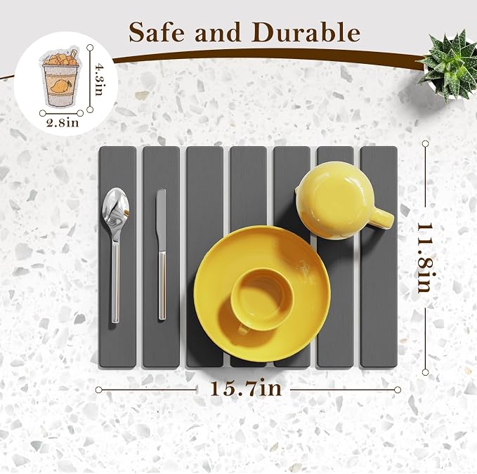 Stone Dish Drying Mats for Kitchen Counter, 15.5“x 11.8”, Eco-Friendly - Image 2