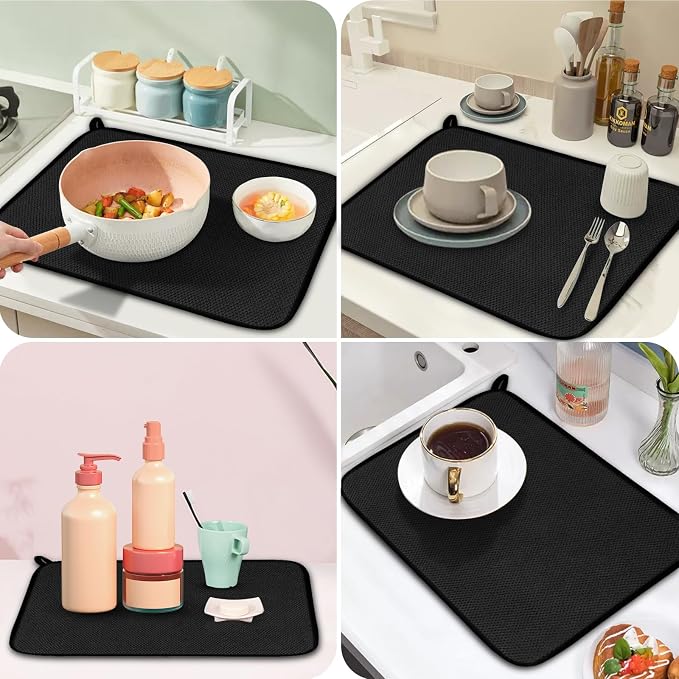 Microfiber Dish Drying Mat, Super Absorbent Kitchen Dish Drying Pad, Reversible - Image 5