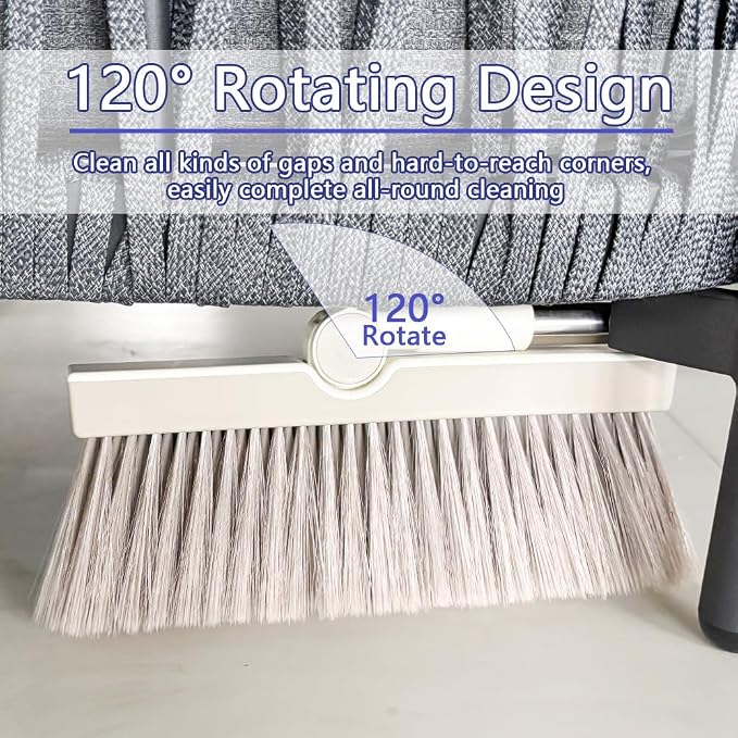 Triangular Indoor Broom and Dustpan Comb Set, 180° Rotating, Soft Bristle Long - Image 4