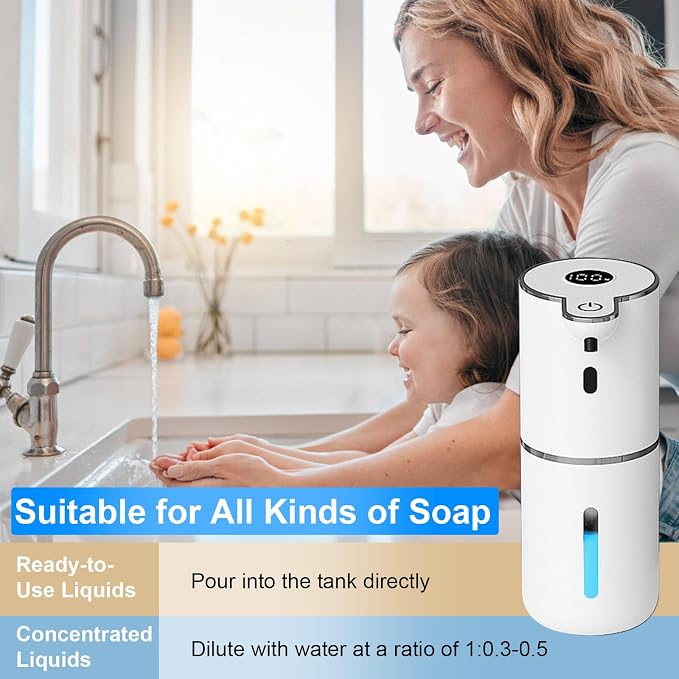 2 Pack Automatic Liquid Soap Dispenser Touchless, USB Rechargeable Smart Hand - Image 6