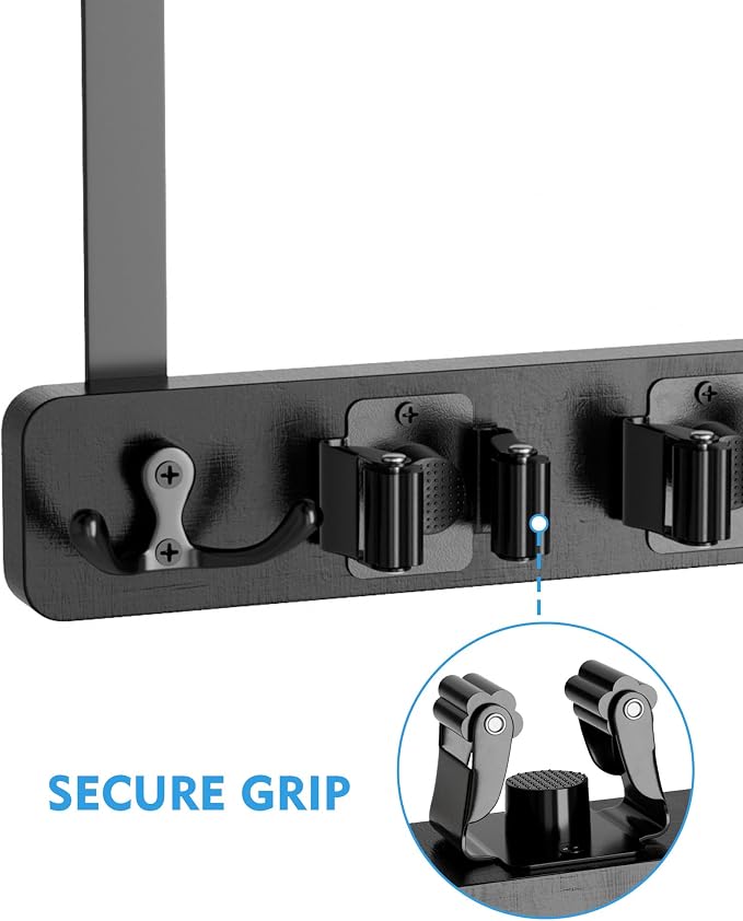 Over the Door Broom Holder, Mop and Broom Holder Door Mount, Hanging Organizer - Image 4