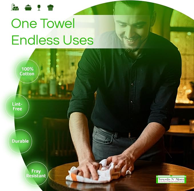Towels N More 24 Pack 16x19 Bar Mop High Absorbent Cotton Reusable Kitchen - Image 2
