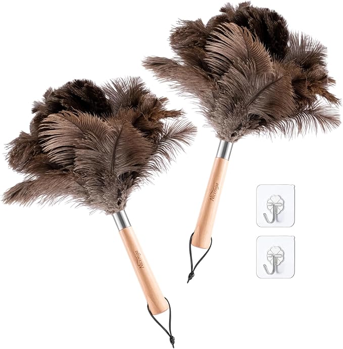 2 Pack Ostrich Feather Dusters by Nicemiya