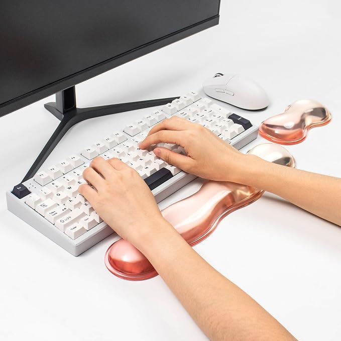 Gel Keyboard and Mouse Wrist Rest Set – Clear Orange Wrist Rest - Image 4