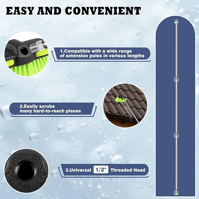 Car Wash Brush Head 8", Scrub Brush Attachment - Image 3