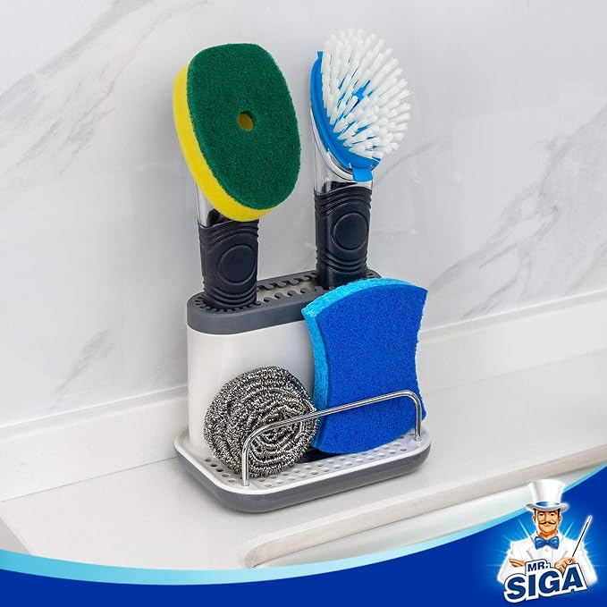 MR.SIGA Sink Caddy, Kitchen Sink Organizer Sponge Brush Holder - Image 4