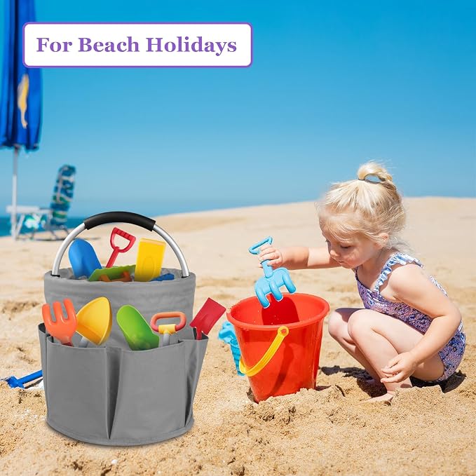2Pcs Cleaning Caddy with Handle and 6 Pockets, 17L Foldable Cleaning Tote Bag - Image 9