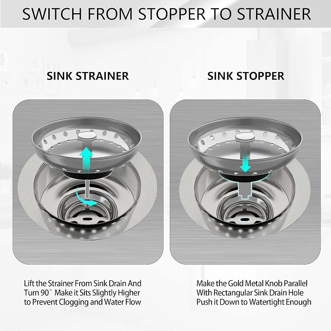 Kitchen Sink Drain 3-1/2 Inch Brushed Stainless Steel Sink Drain Strainer - Image 4