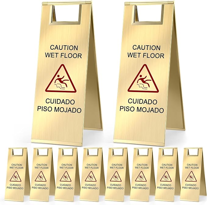 8 Pcs 24 Inch Stainless Steel Wet Floor Sign 8.8 Pound Caution Wet Floor Sign by Unknown
