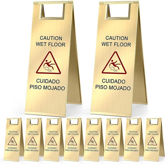 8 Pcs 24 Inch Stainless Steel Wet Floor Sign 8.8 Pound Caution Wet Floor Sign by Unknown