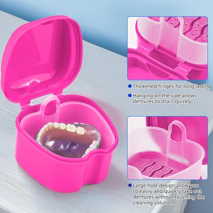 2 Pack Colors Denture Bath Case Cup Retainer Cleaner Holder Case False Teeth - Image 6