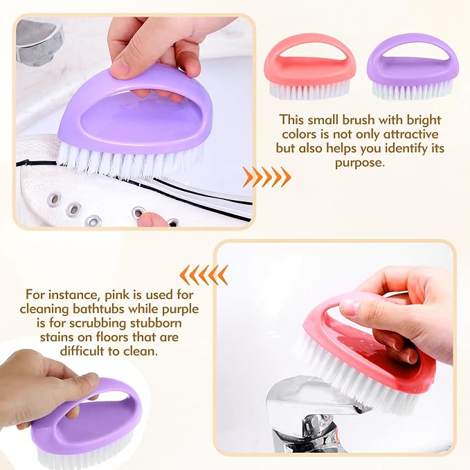2 Pack Small Scrub Brush, Heavy Duty Stiff Nylon Bristles Cleaning Brush - Image 6