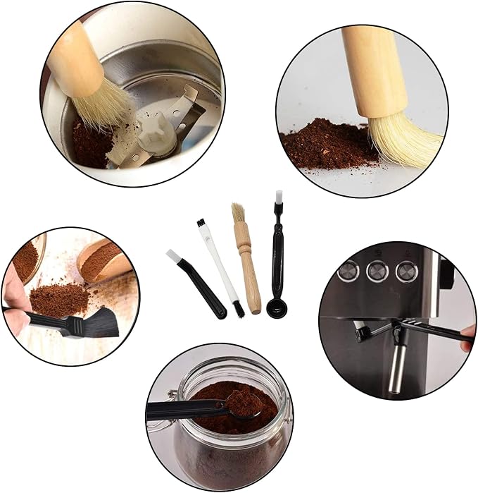 Coffee Grinder Cleaning Brush, Espresso Machine Brush Kit Wood Handle & Natural - Image 5