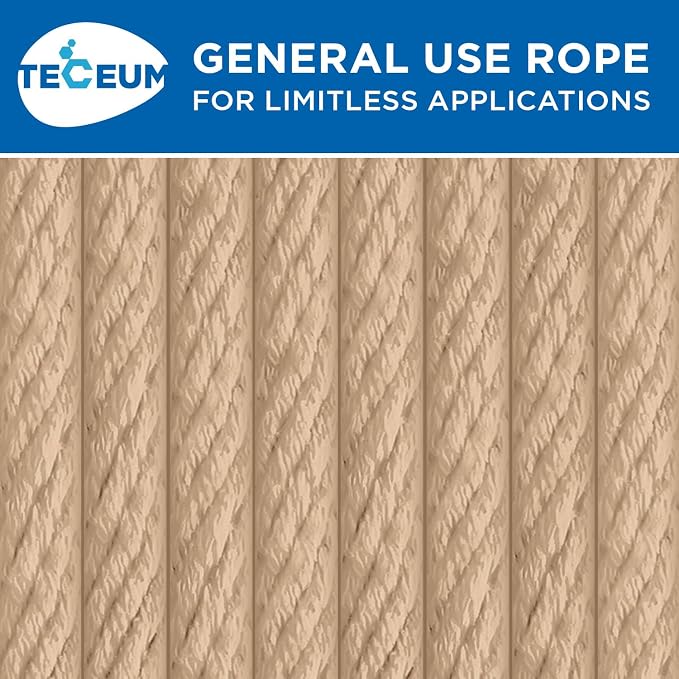 TECEUM Cotton Rope 3/16” – 50 FT – Strong All-Purpose Braided Rope – Natural - Image 9