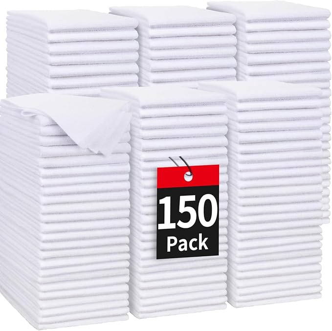 HOMERHYME White Microfiber Cleaning Cloth, 150 Pack Shop Towels All-Purpose by HOMERHYME