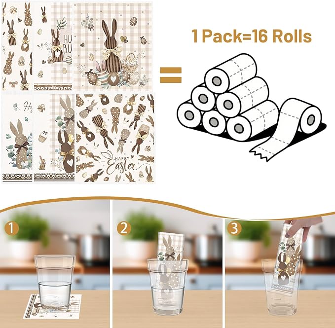 Easter Swedish Dishcloths for Kitchen, 6 Pack Rustic Bunny Reusable Dish Paper - Image 3