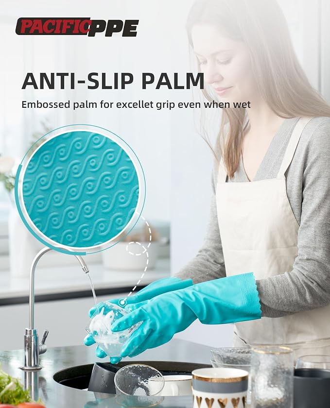 PACIFIC PPE Reusable Dishwashing Cleaning Rubber Gloves, Dish Washing Gloves - Image 3