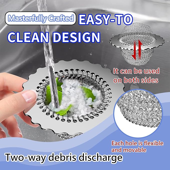 Kitchen Sink Drain Strainer, Patented 304 Stainless Steel Reversible Mesh - Image 4