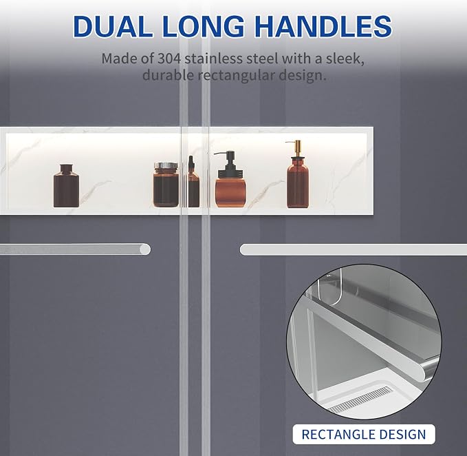 56-60" W x 76" H Double Sliding Frameless Shower Glass Door, 5/16" ANSI & SGCC - Image 8