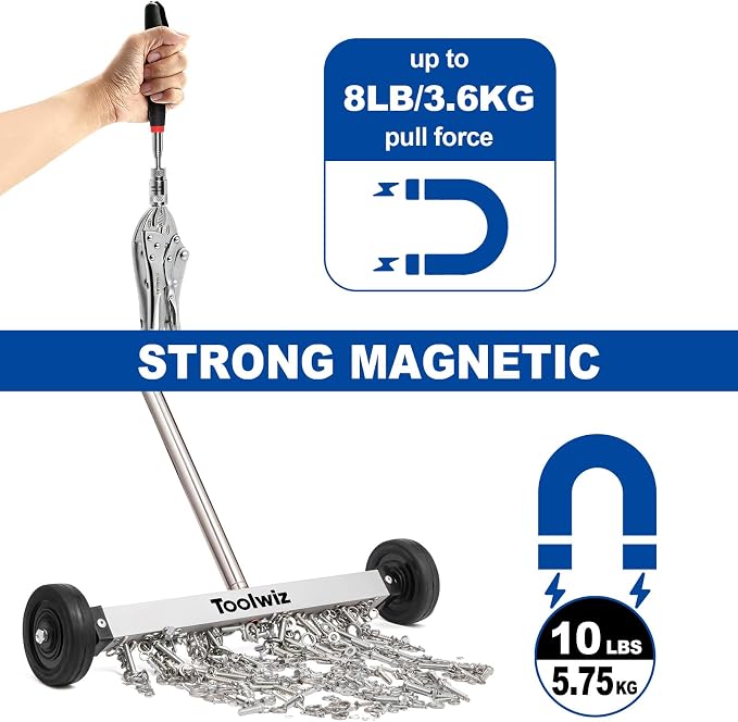 Toolwiz 15" Rolling Magnetic Sweeper 10lbs, - Image 4