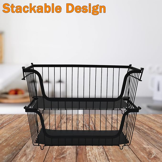 2 Pack Cleaning Supply Caddy and Trash Bag Holder Stand Set, Stackable Wire - Image 6