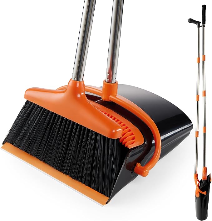 Broom and Dustpan Set Lightweight Upright Lobby Broom and Dust Pan Combo by Ulodimi