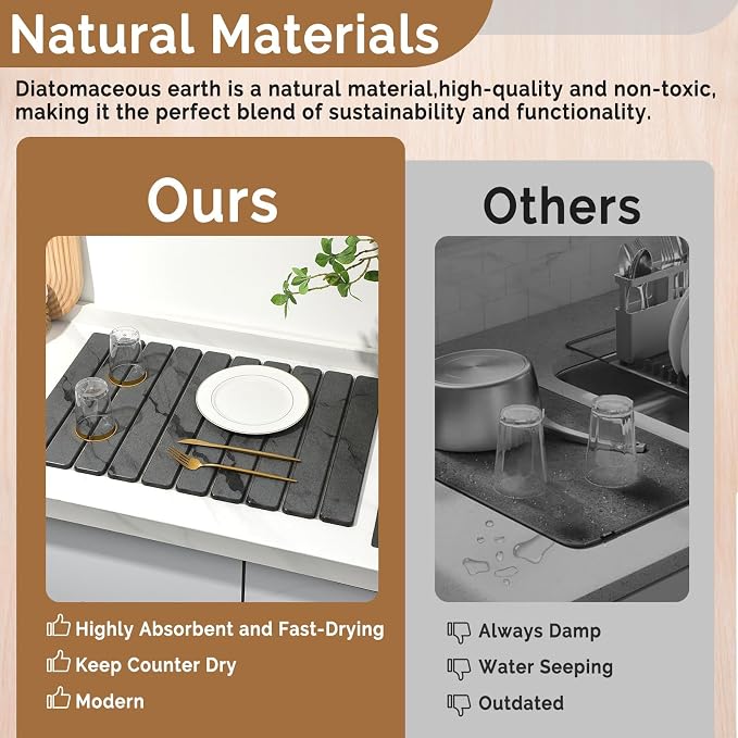 2 PCS Large Stone Dish Drying Mat - Image 7