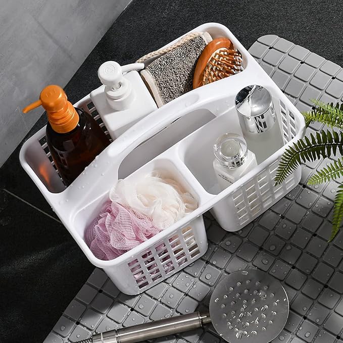 Haundry 3 Compartments Plastic Shower Caddy Basket, Portable Divided Cleaning - Image 3