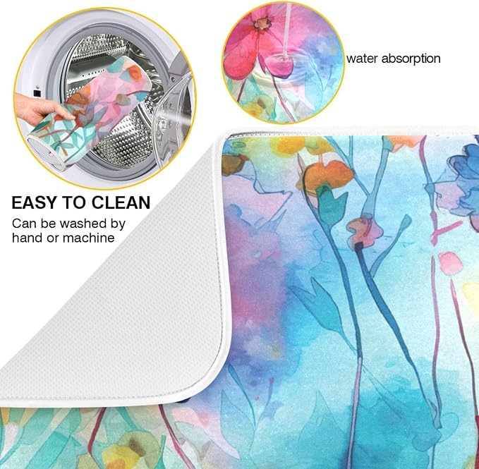 Colorful Beautiful Flowers Dish Drying Mat - Image 4