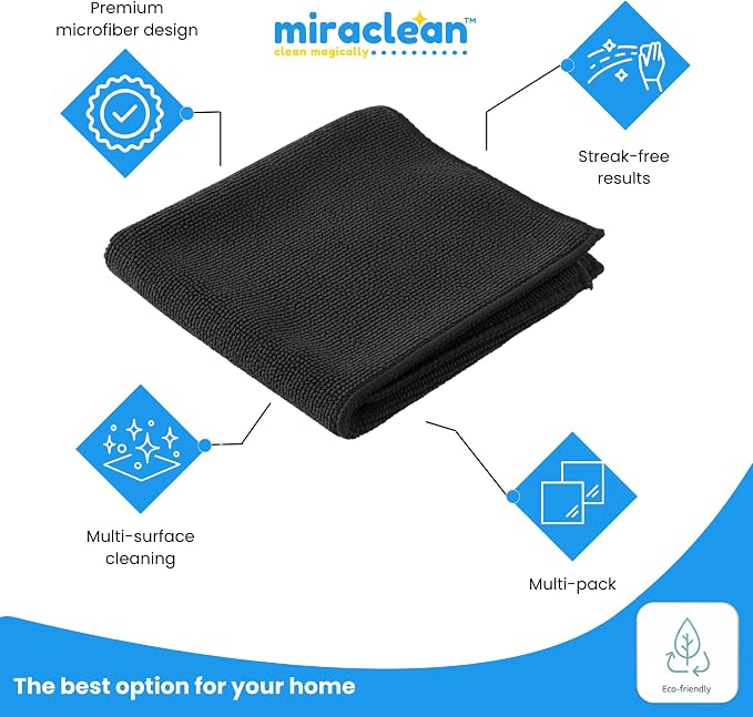 Microfiber Cleaning Cloth Black 12 Pack Premium Microfiber Towels - Image 2