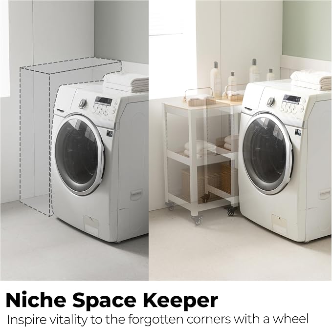HOMEDANT House White 5-Tier Metal Rolling Cart Shelf Rack Casters Heavy Duty - Image 9