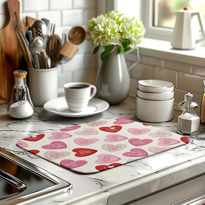 Valentine Love Heart Dish Drying Mat - Image 6