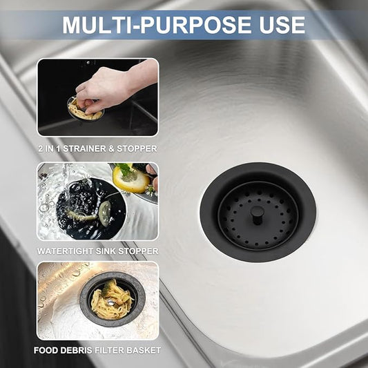 ZM Kitchen Black Sink Stainless Steel Basket Strainer - Image 2